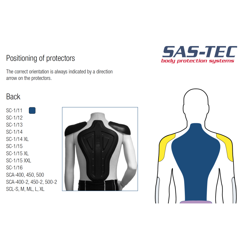 SAS-TEC CE Level 2 Motorcycle Armour Biker Jacket Protection Set of 5 Inserts 14XL Set 3