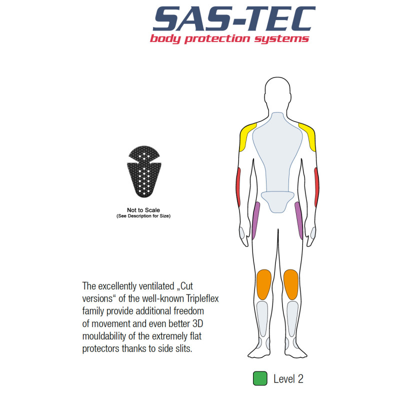 SAS-TEC KCA2air Level 2 TRIPLE-FLEX Vented Size Cut Shoulder & Hip Armour Inserts - Pair