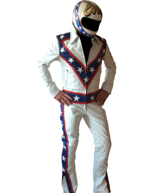 Evel The Legendary Daredevil Special Edition White Leather Two Piece Motorcycle Suit