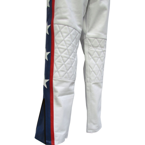 Evel The Legendary Daredevil White Premium Full Leather Trouser