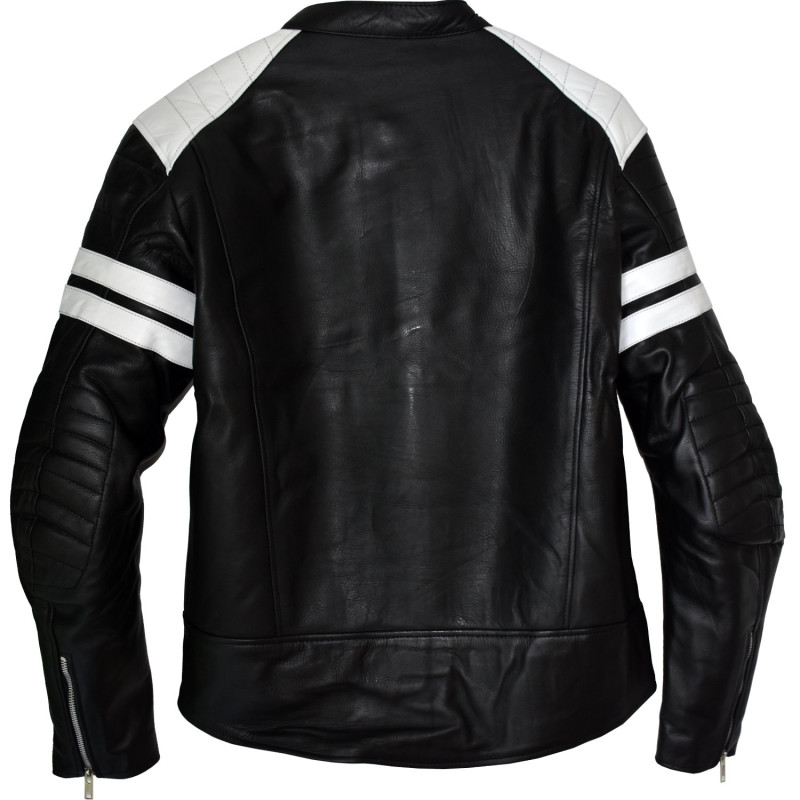FIGHT CLUB Brad Pitt Black & White Casual Full Leather Biker Jacket