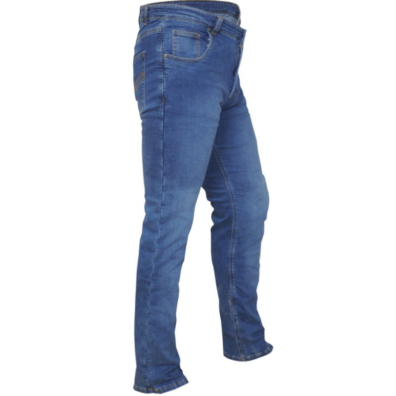 RTX Pro Blue Motorcycle Biker Denim JEANS with SAS-TEC CE Level 2 Armour & Made with Full Leg Length Kevlar® Lining