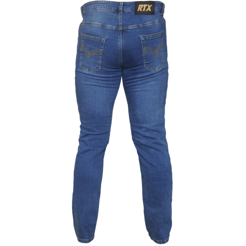 RTX Pro Blue Motorcycle Biker Denim JEANS with SAS-TEC CE Level 2 Armour & Made with Full Leg Length Kevlar® Lining
