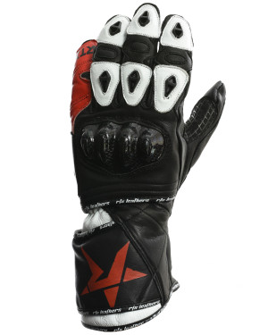 RTX NX5 Track Pro Race Black & Red Leather Motorcycle Gloves