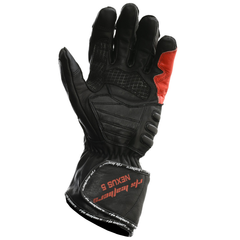 RTX NX5 Track Pro Race Black & Red Leather Motorcycle Gloves