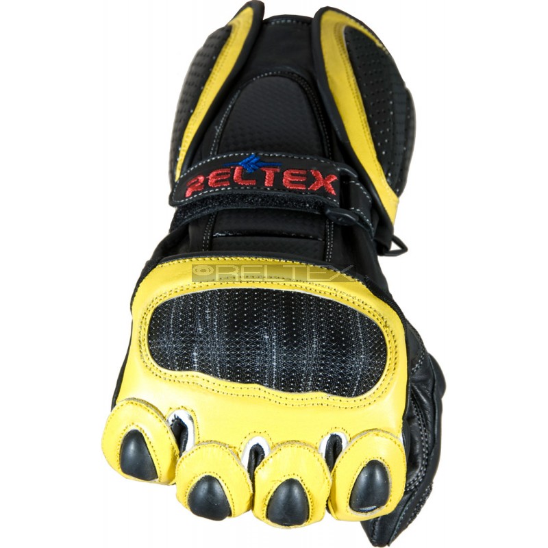 RTX Neon Classic Yellow Vented Leather Biker Gloves