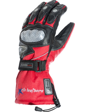 RTX Hydro Kinetic Red Leather Winter Motorcycle Gloves