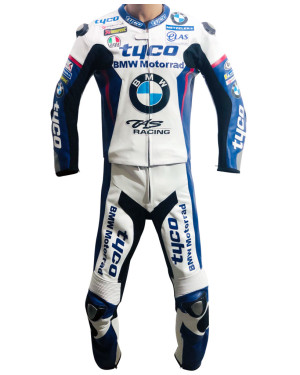 Tyco BMW BSB Racing Team Replica Motorcycle Race Leathers Suit