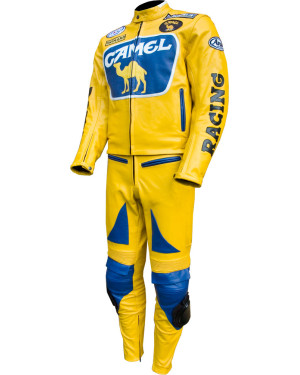 Camel Classic Yellow Leather Motorcycle Race Suit