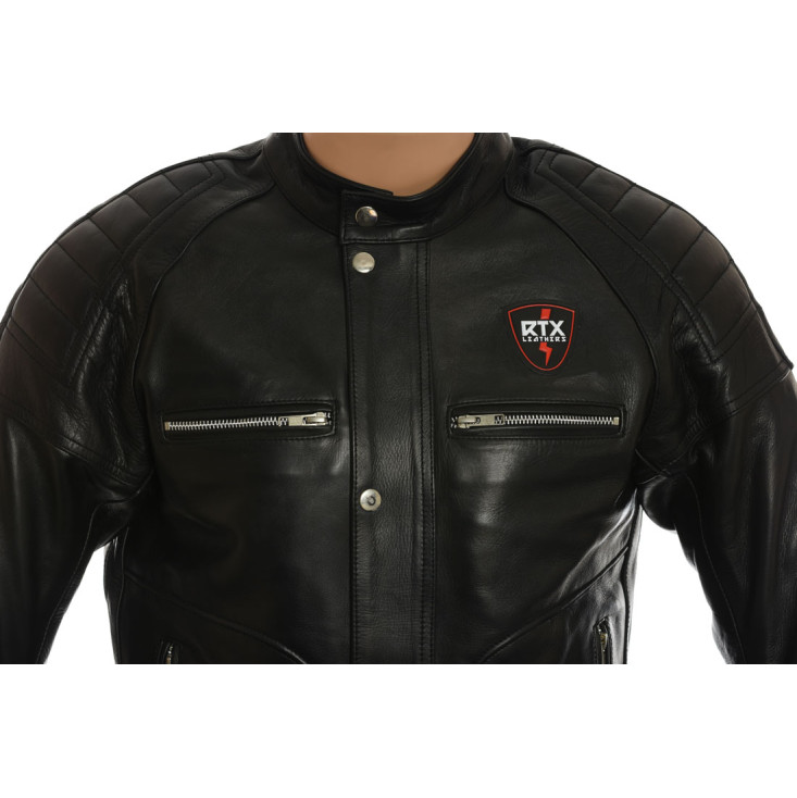 RTX Admiral Black Genuine Leather Biker Jacket 