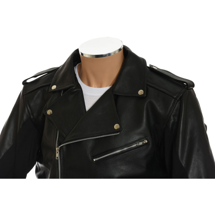CLEARANCE SALE - All American Mod Brando Style Black Biker Leather Jacket - Size: XL