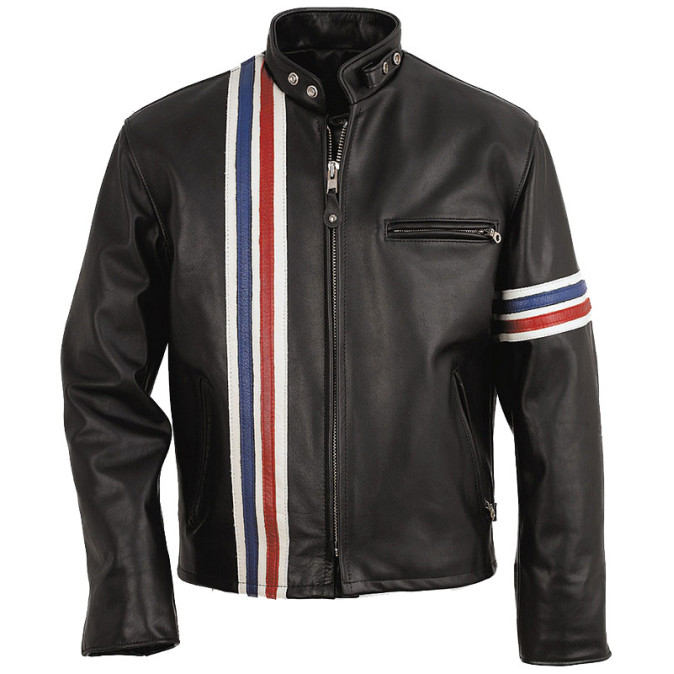 Peter Fonda Easy Rider Classic Biker Style Cruiser Leather Jacket