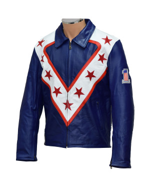 Evel The Legendary Daredevil Royal Blue Wembley Tribute Pure Leather Jacket