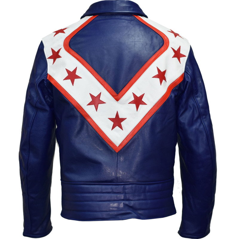 Evel The Legendary Daredevil Royal Blue Wembley Tribute Pure Leather Jacket