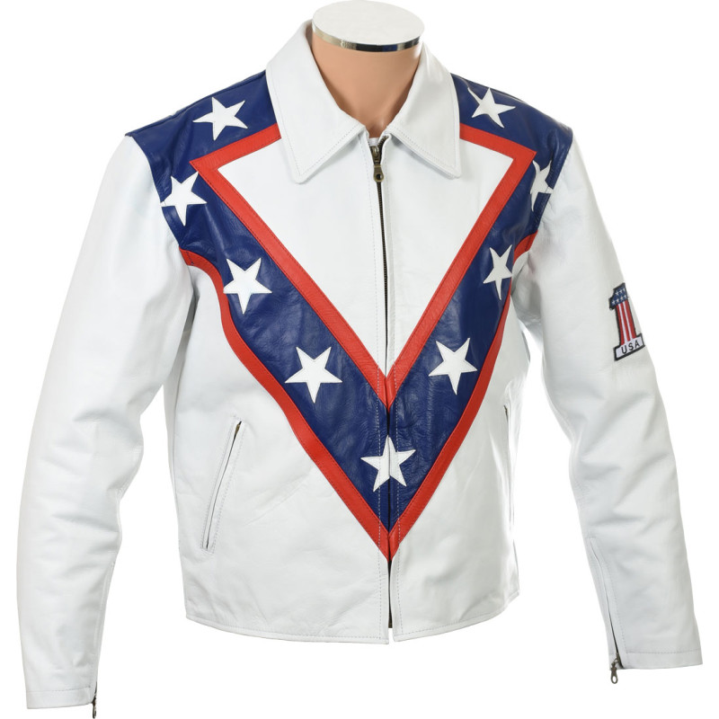 Evel The Legendary Daredevil Royal Blue Wembley Tribute Pure Leather Jacket