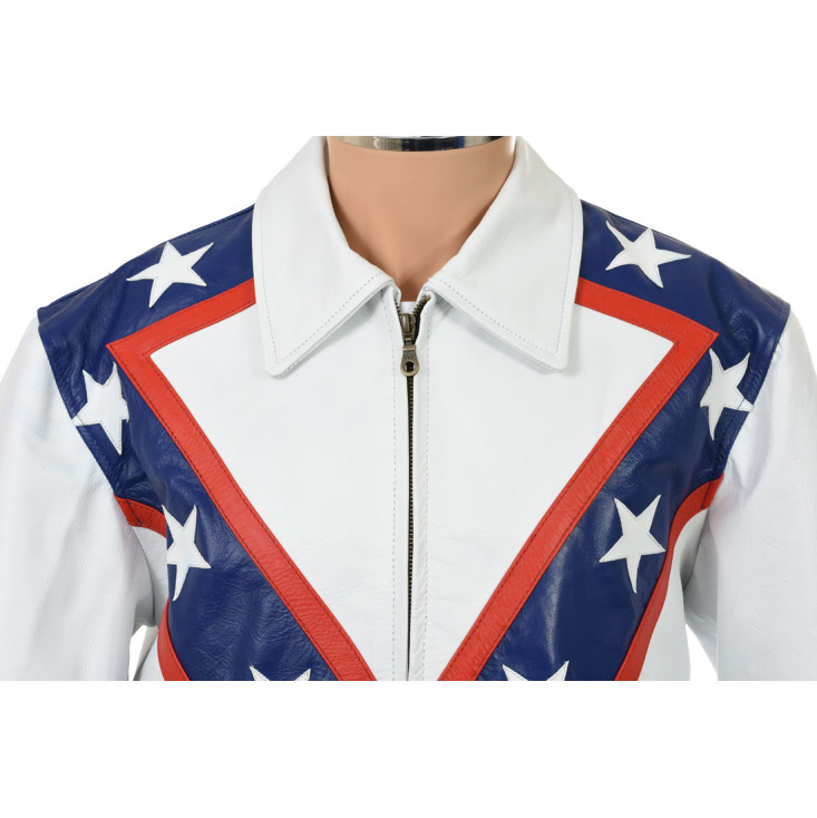 Evel The Legendary Daredevil Royal Blue Wembley Tribute Pure Leather Jacket