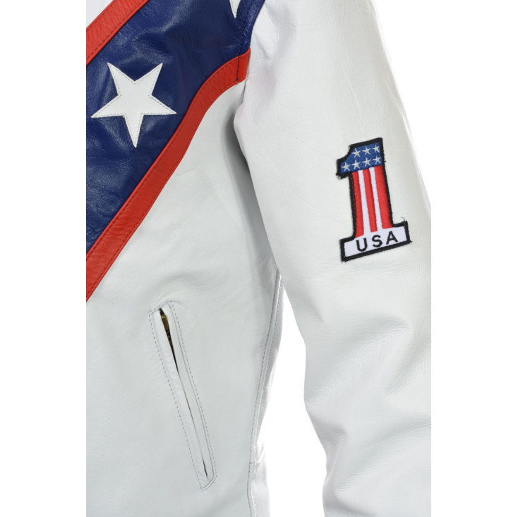 Evel The Legendary Daredevil Royal Blue Wembley Tribute Pure Leather Jacket