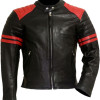 FIGHT CLUB Black & Red Leather Biker Jacket