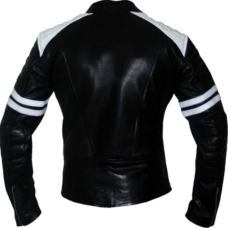 Fight Club Replica Red & White Leather Biker Jacket