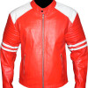 Fight Club Replica Red & White Leather Biker Jacket
