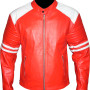 Fight Club Replica Red & White Leather Biker Jacket