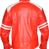Fight Club Replica Red & White Leather Biker Jacket