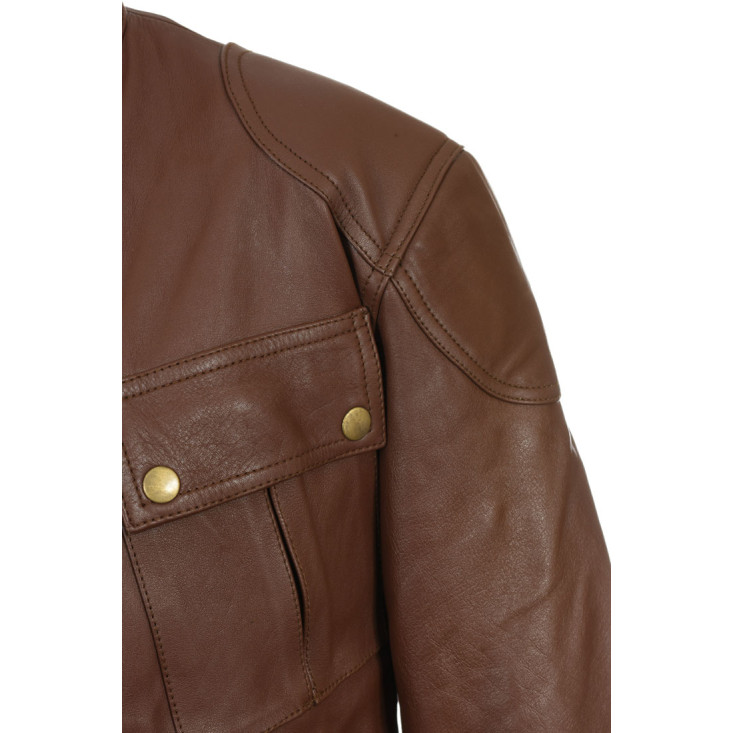 RTX Roadmaster Pure Brown Leather Biker Jacket 