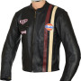 Steve McQueen Gulf Classic Le-Man Armoured Biker Black Leather Jacket