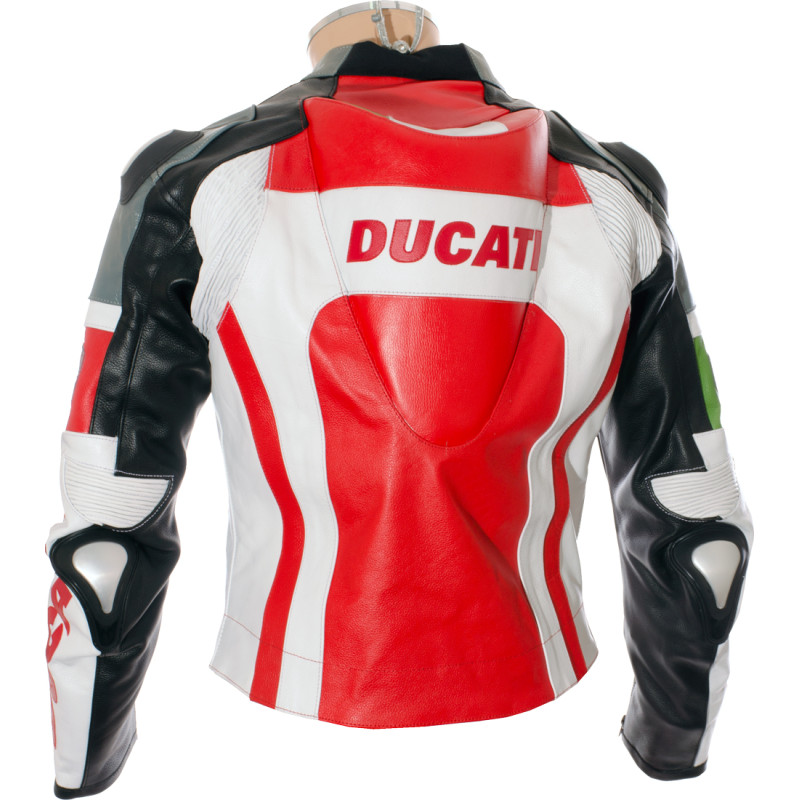 Ducati Corse Tri Colour Leather Motorcycle Jacket