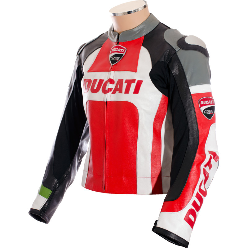 Ducati Corse Tri Colour Leather Motorcycle Jacket