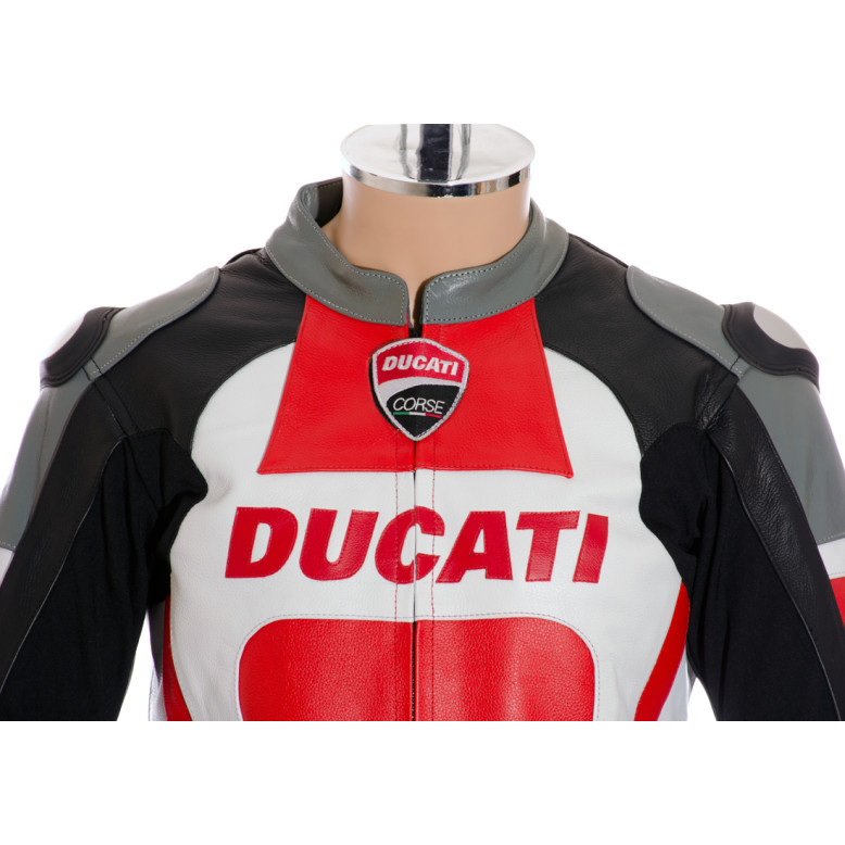 Ducati Corse Tri Colour Leather Motorcycle Jacket