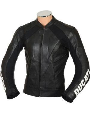 Ducati Classic Black Racing Leather Motorcycle Jacket