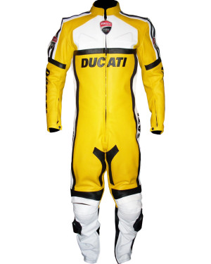 Ducati Corse Yellow Leather Motorcycle Suit
