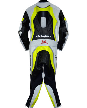 RTX Halo Floro Yellow Black Motorcycle Leathers 1Pc Suit