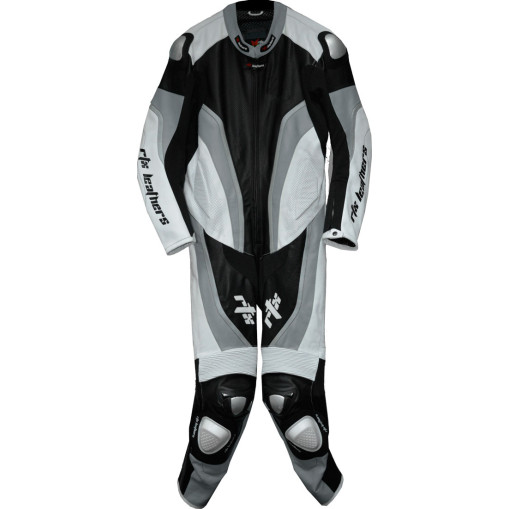 RTX Halo Grey Black Motorcycle Leathers 1Pc Suit