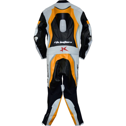 RTX Halo Orange Black Motorcycle Leathers 1Pc Suit