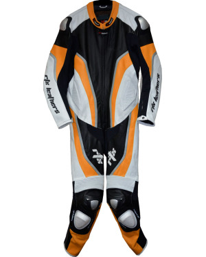 RTX Halo Orange Black Motorcycle Leathers 1Pc Suit