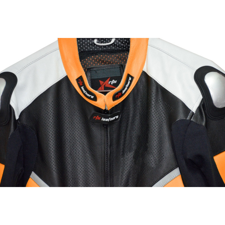 RTX Halo Orange Black Motorcycle Leathers 1Pc Suit