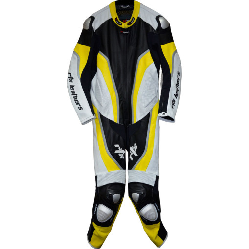 RTX Halo Yellow Black Motorcycle Leathers 1Pc Suit