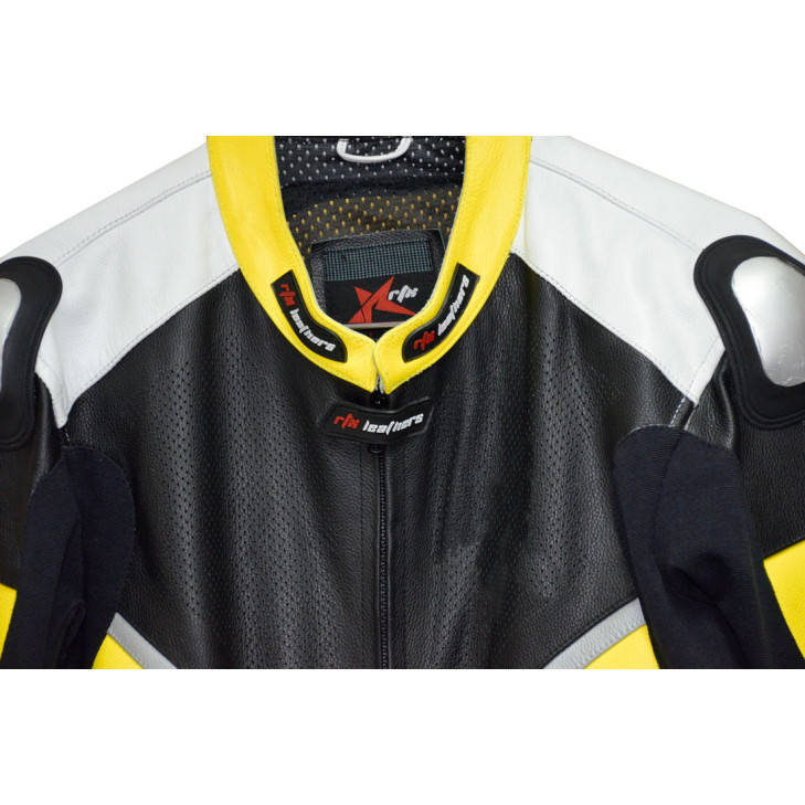 RTX Halo Yellow Black Motorcycle Leathers 1Pc Suit