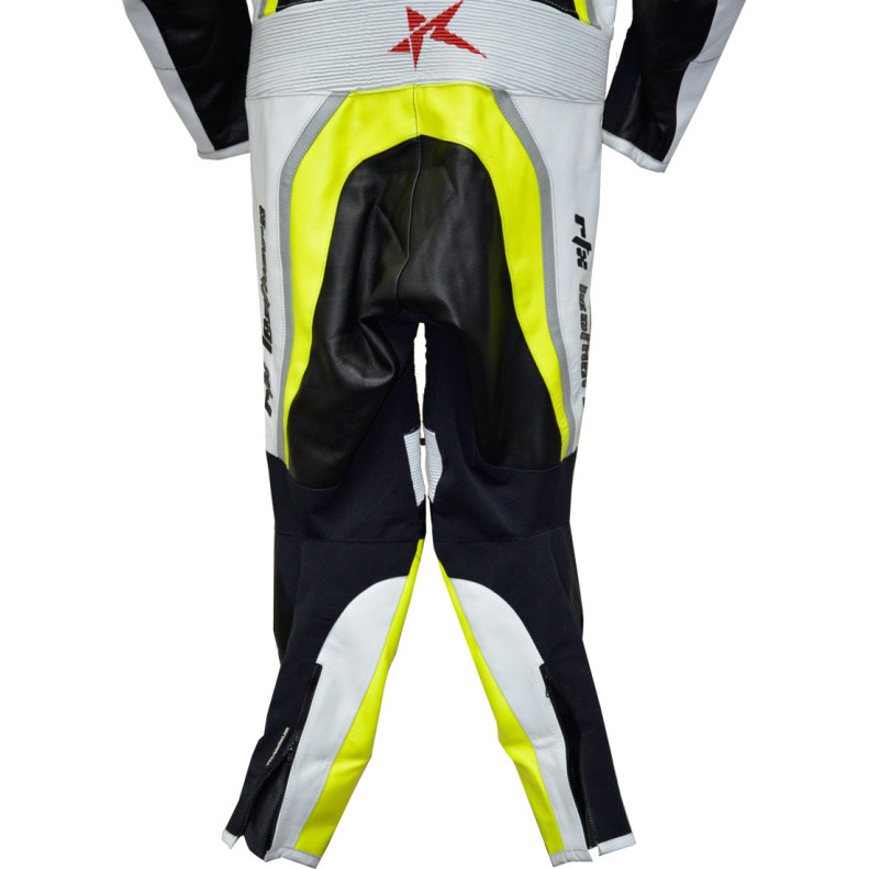 RTX Halo Floro Yellow Black Motorcycle Leathers 1Pc Suit