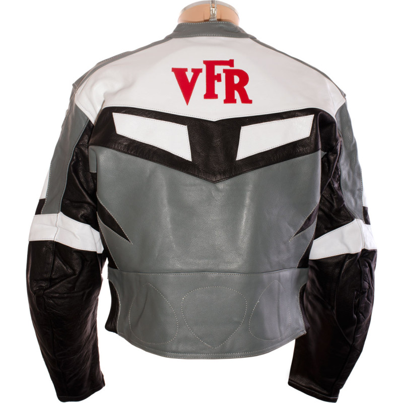 Honda VFR Grey Sportsbike Motorcycle Leather Jacket