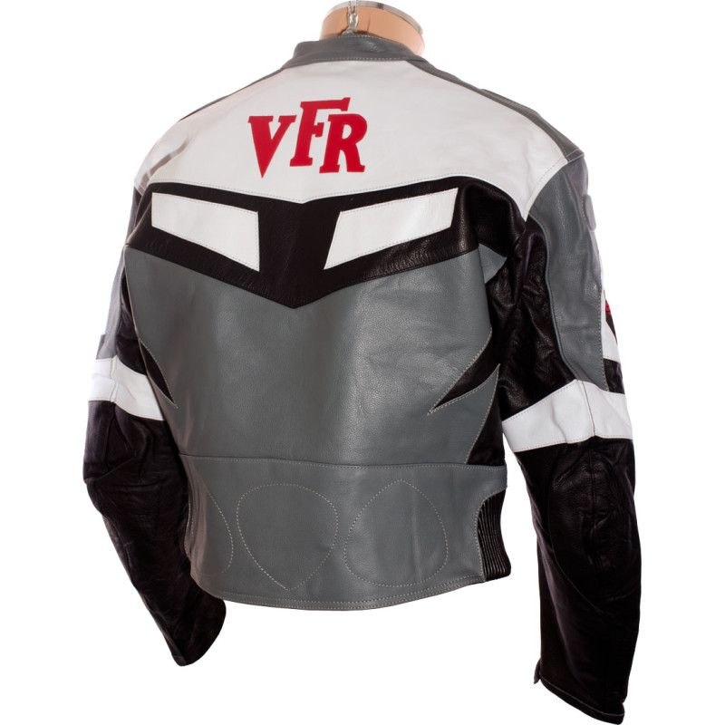 Honda VFR Grey Sportsbike Motorcycle Leather Jacket