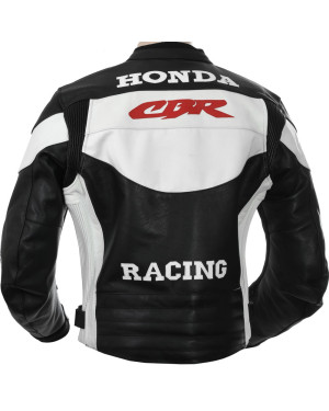 Honda CBR Racing White & Black Motorcycle Leather Jacket