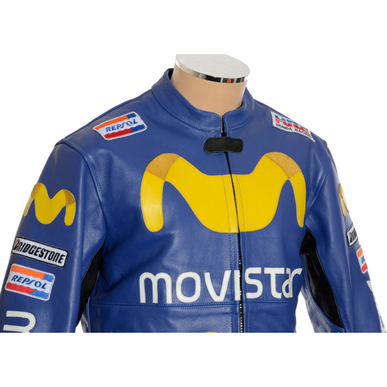Telefonica Movistar Repsol Leather Motorcycle Jacket 