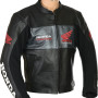 HONDA Racing Black Leather Motorcycle Jacket