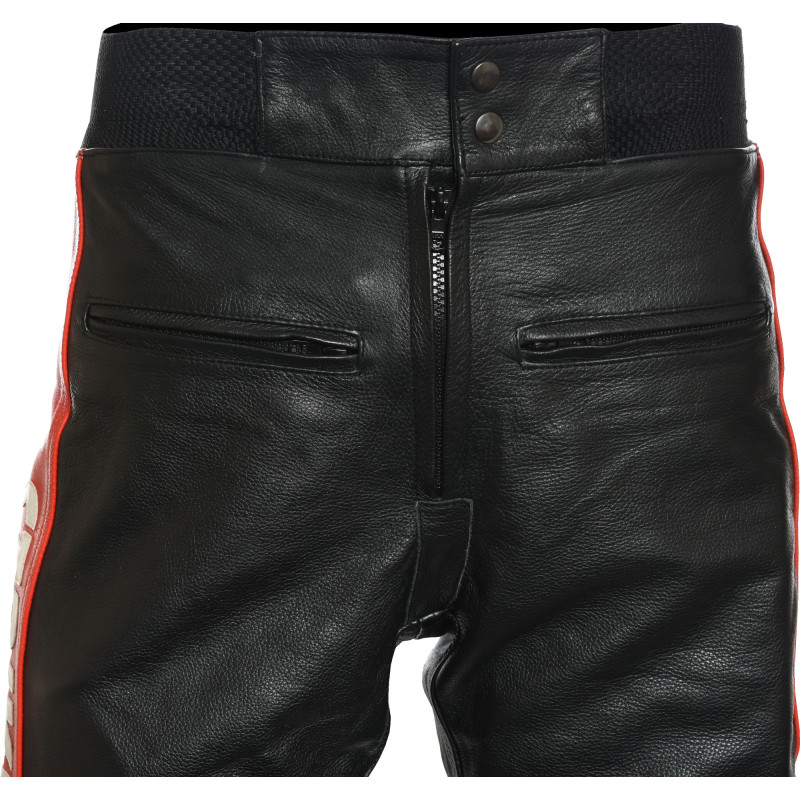 Lucky Strike Red Leather Motorcycle Trouser Pant