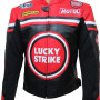 LUCKY Strike Red & Black Leather Motorcycle Jacket