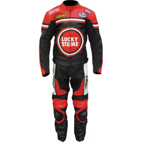 Custom Made Lucky Strike Leather Motorcycle Suit