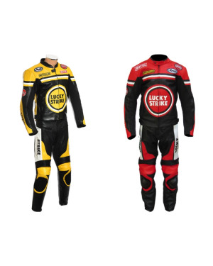Custom Made Lucky Strike Leather Motorcycle Suit